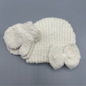 Toby & Me Soft Winter Bow Beanie Hat Mittens Set Size 6-12 Months White